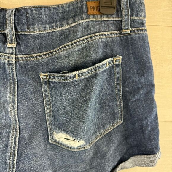 Paige Jimmy Jimmy High Rise Distressed Cuffed Denim Shorts - Picture 6 of 8